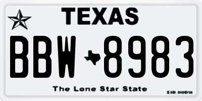 TX license plate BBW8983