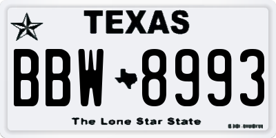 TX license plate BBW8993