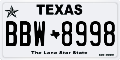 TX license plate BBW8998