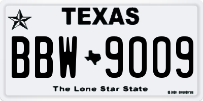 TX license plate BBW9009
