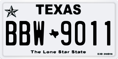 TX license plate BBW9011