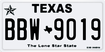 TX license plate BBW9019