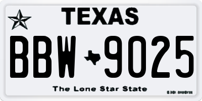 TX license plate BBW9025