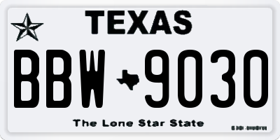 TX license plate BBW9030