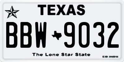 TX license plate BBW9032