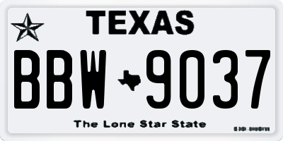 TX license plate BBW9037