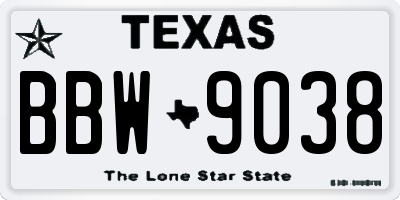 TX license plate BBW9038