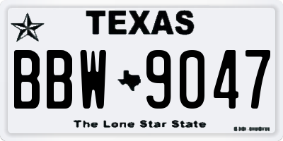 TX license plate BBW9047