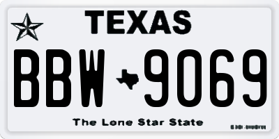 TX license plate BBW9069