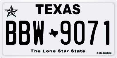 TX license plate BBW9071