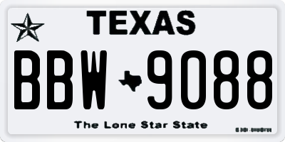 TX license plate BBW9088