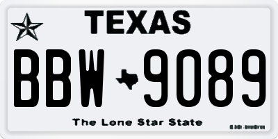 TX license plate BBW9089