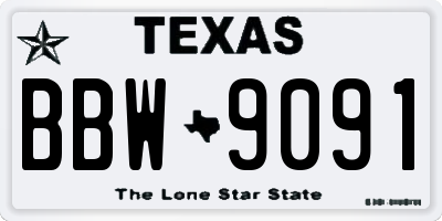 TX license plate BBW9091
