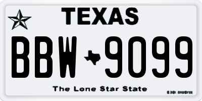 TX license plate BBW9099