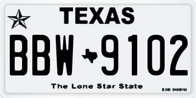 TX license plate BBW9102