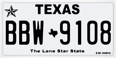 TX license plate BBW9108