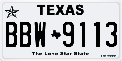 TX license plate BBW9113
