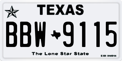 TX license plate BBW9115