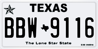 TX license plate BBW9116