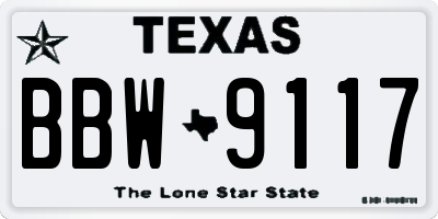 TX license plate BBW9117