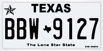 TX license plate BBW9127