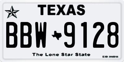 TX license plate BBW9128