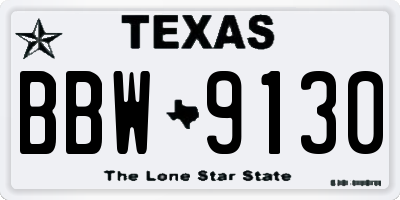 TX license plate BBW9130