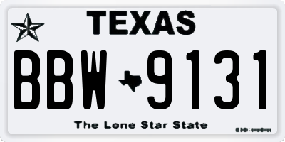 TX license plate BBW9131
