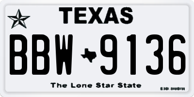 TX license plate BBW9136