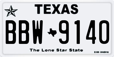 TX license plate BBW9140