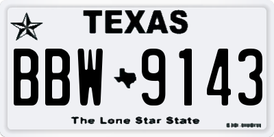 TX license plate BBW9143