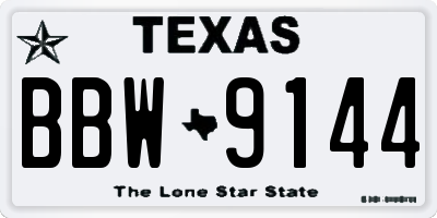 TX license plate BBW9144