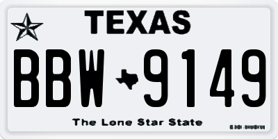 TX license plate BBW9149