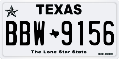 TX license plate BBW9156