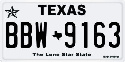 TX license plate BBW9163