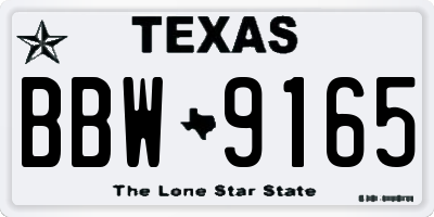 TX license plate BBW9165