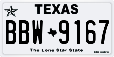 TX license plate BBW9167
