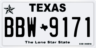 TX license plate BBW9171