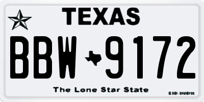 TX license plate BBW9172