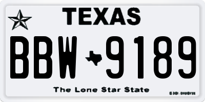 TX license plate BBW9189