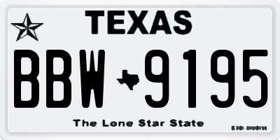 TX license plate BBW9195