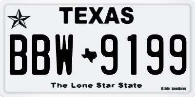 TX license plate BBW9199