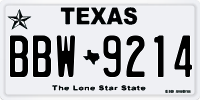 TX license plate BBW9214