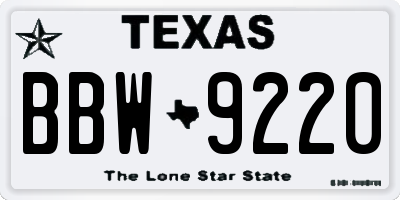 TX license plate BBW9220