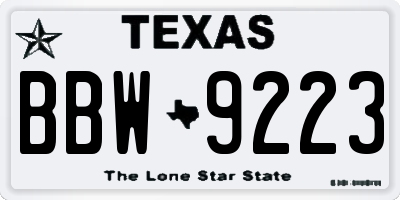 TX license plate BBW9223