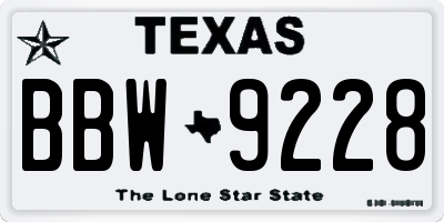 TX license plate BBW9228
