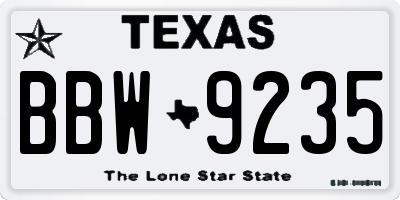 TX license plate BBW9235
