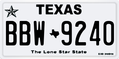 TX license plate BBW9240