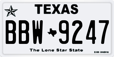 TX license plate BBW9247