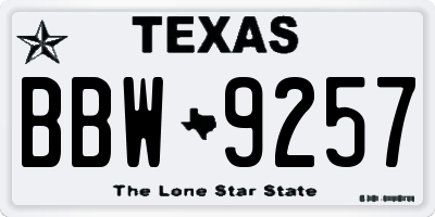 TX license plate BBW9257